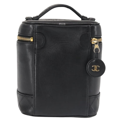 Chanel Vanity pouch Leather, BLACK, LEATHER, Toiletry Case