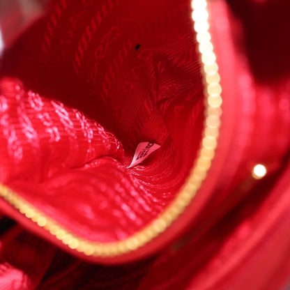 Prada Pushlock Chain Flap Bag Quilted Tessuto, RED, NYLON, Shoulder bag