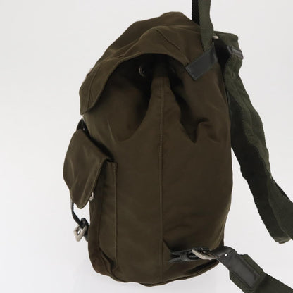 Prada Vela Double Front Pocket Backpack Tessuto with Saffiano Leather, KHAKI, NYLON, Backpack