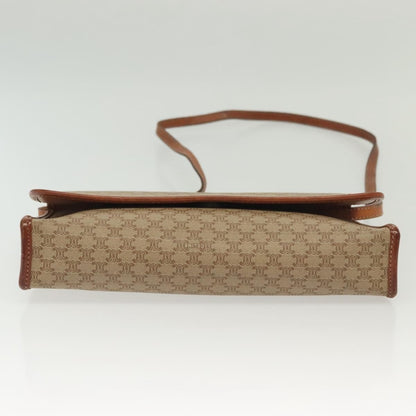 Celine Vintage Macadam Shoulder Bag Canvas and Leather, BEIGE, CANVAS, Shoulder bag