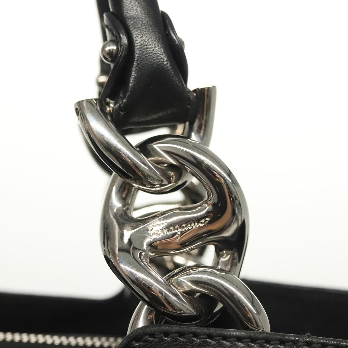 Salvatore Ferragamo Vala Handbag Leather, BLACK, LEATHER, Handbag