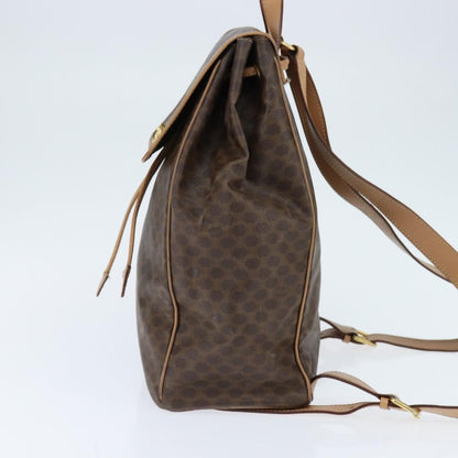 Celine Vintage Macadam Backpack Canvas and Leather, BROWN, CANVAS, Backpack