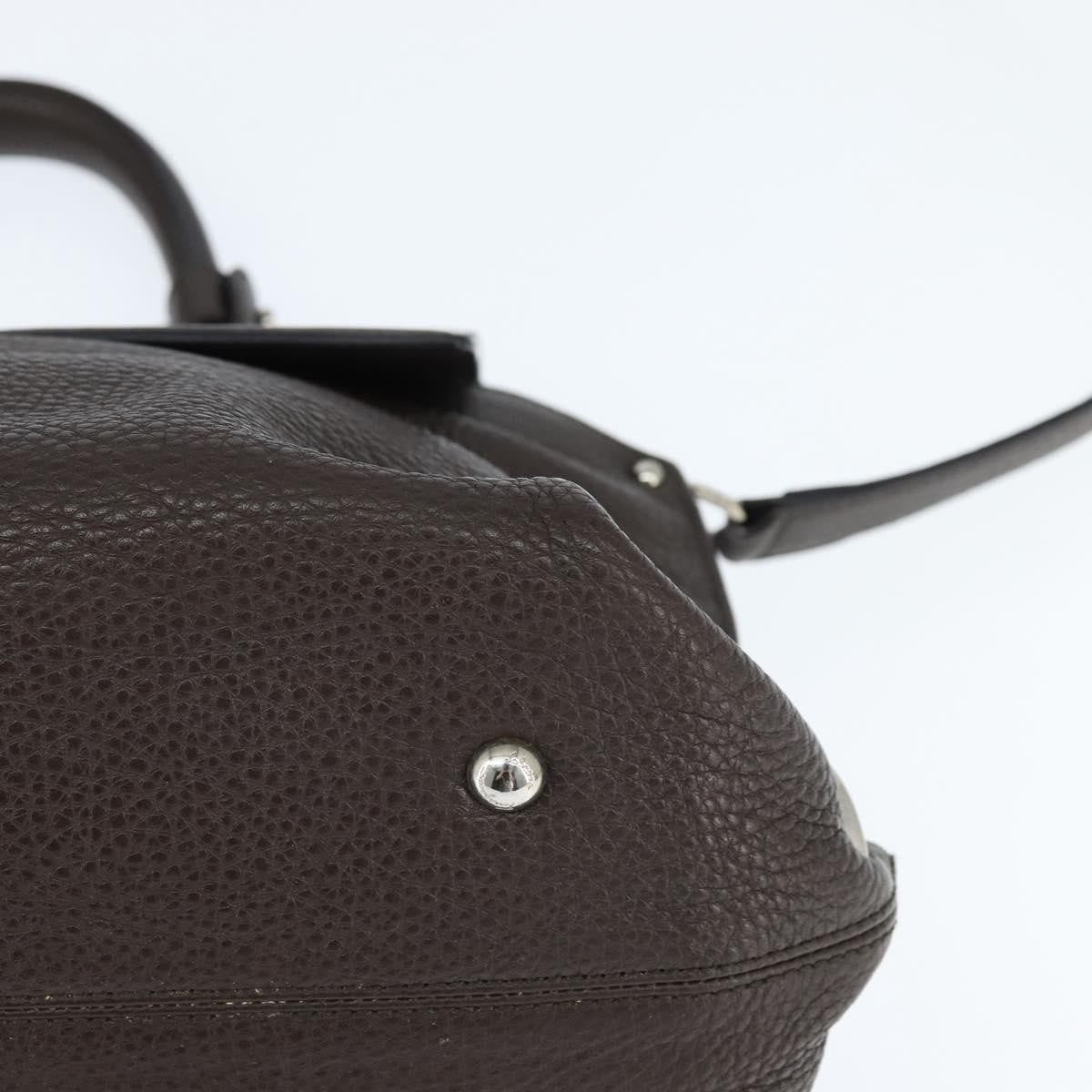 Salvatore Ferragamo Gancini handbag Leather, BROWN, LEATHER, Handbag