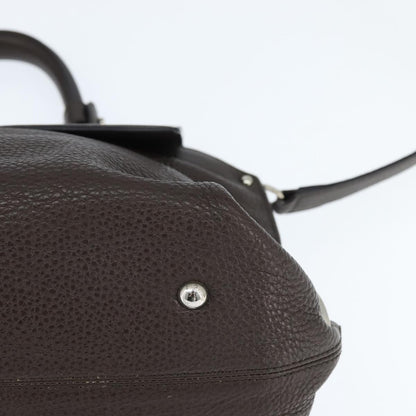 Salvatore Ferragamo Gancini handbag Leather, BROWN, LEATHER, Handbag