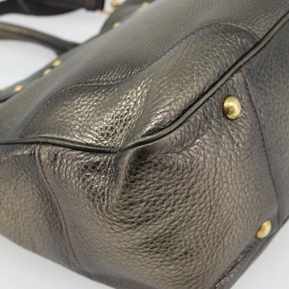 Prada Braided Handle Open Tote Vitello Daino, Gold, Leather, Tote Bag