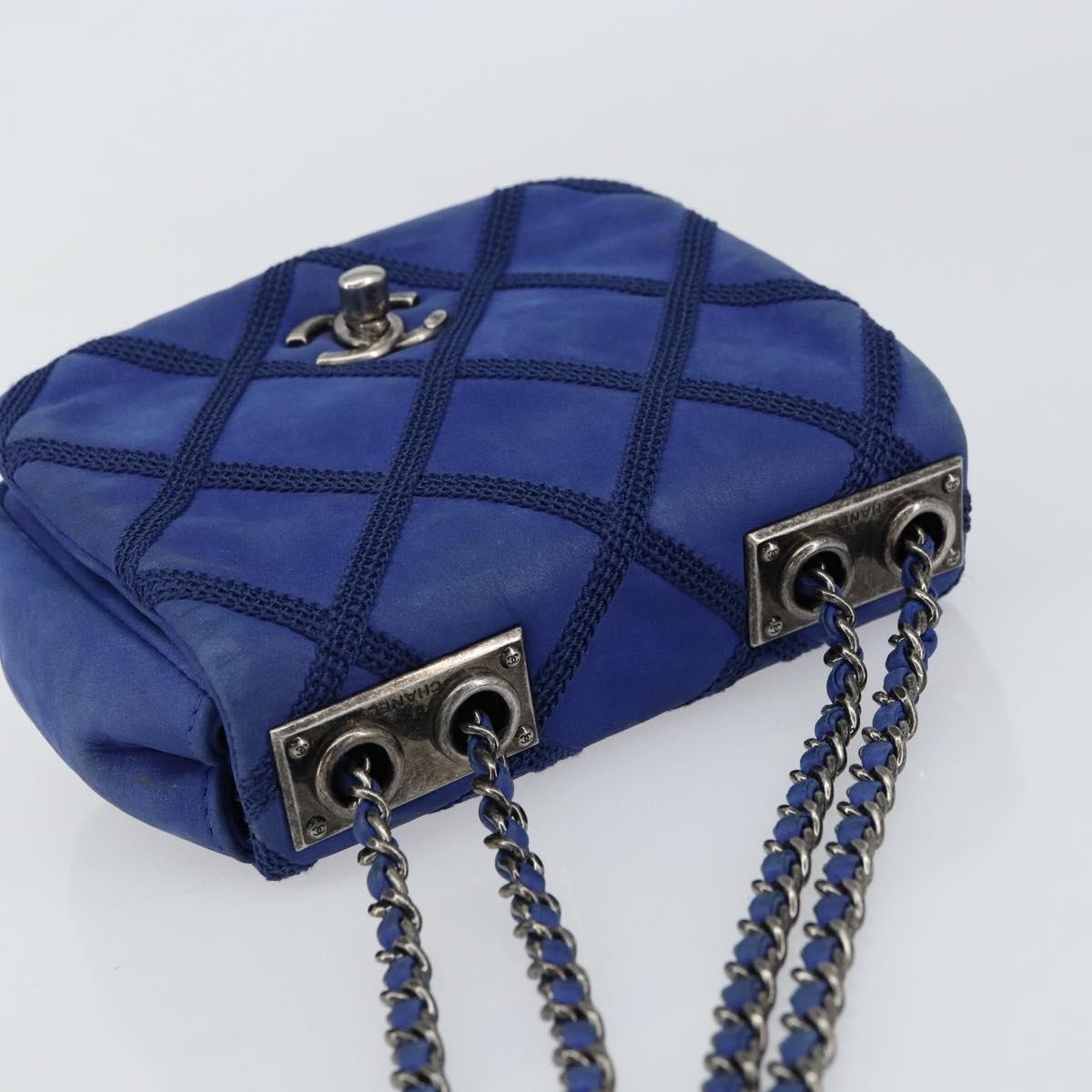 Chanel Diamond Stitch Chain Flap Bag Quilted Iridescent Calfskin, BLUE, LEATHER, Shoulder bag