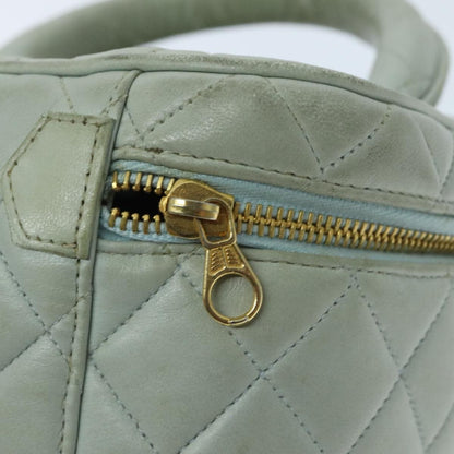 Chanel Cosmetic Case Quilted Lambskin, BLUE, LEATHER, Toiletry Case