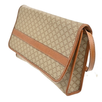 Celine Macadam Pochette Canvas and Leather, BEIGE, PVC, Clutche & pouche