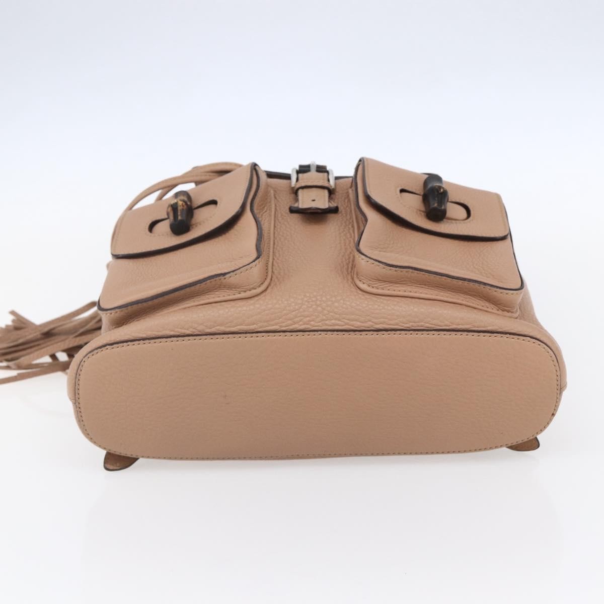 Gucci Vintage Bamboo Backpack Leather, BEIGE, LEATHER, Backpack