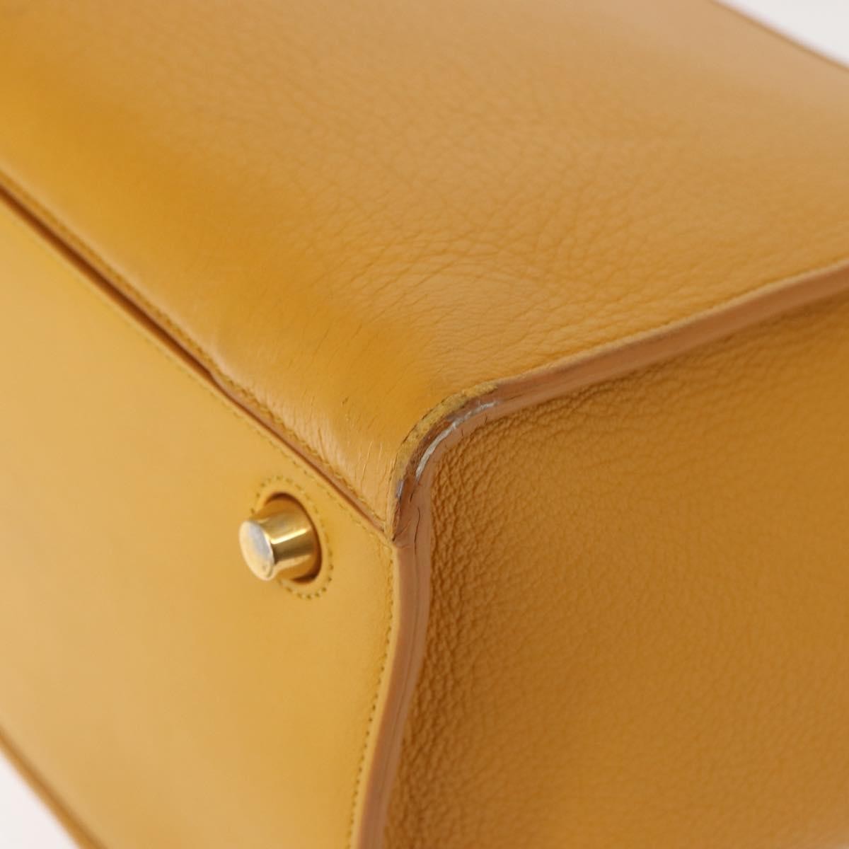 Celine Ring Bag Leather, YELLOW, LEATHER, Tote bag