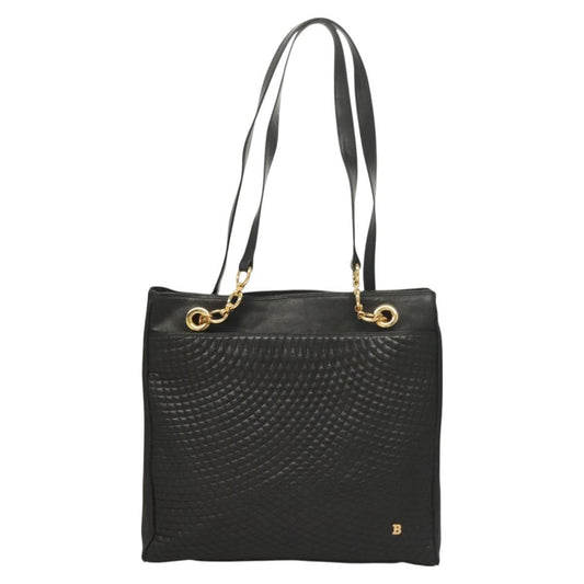 Bally Vintage Tote Bag Quilted Leather, BLACK, LEATHER, Tote bag