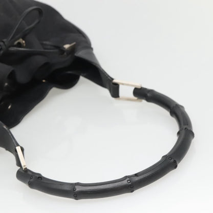 Gucci Miss Bamboo Bucket Bag GG Canvas, BLACK, CANVAS, Shoulder bag