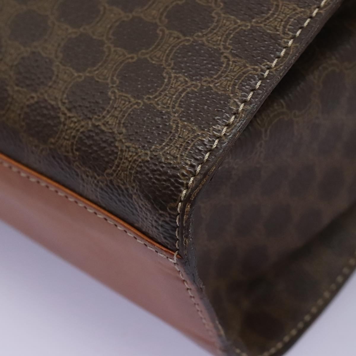 Celine Vintage Macadam Circle Logo Shoulder Bag Canvas and Leather, BROWN, CANVAS, Shoulder bag