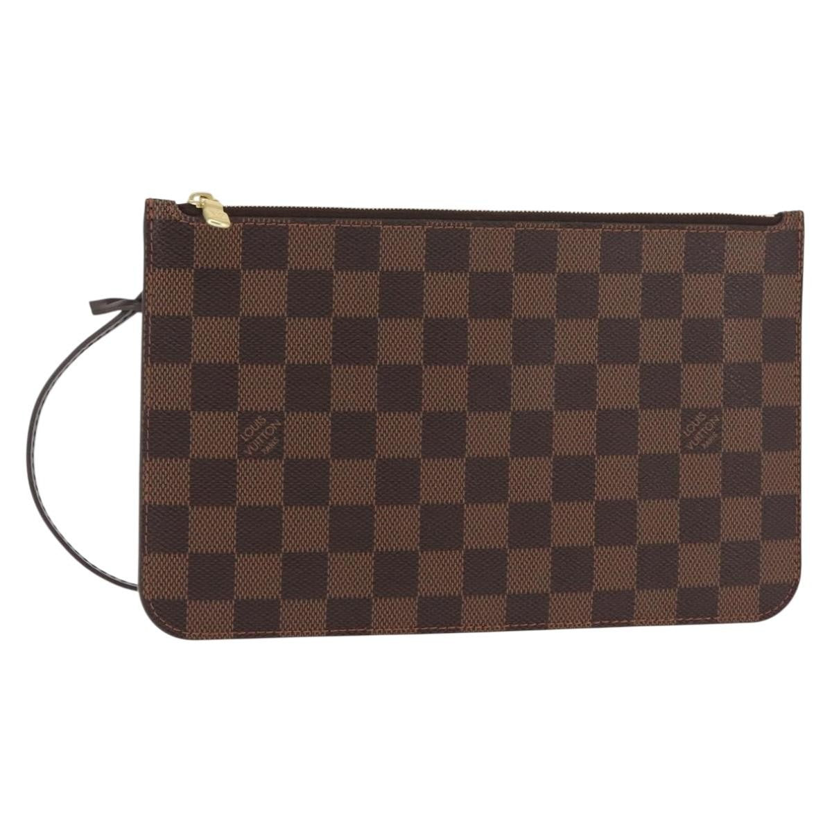 Louis Vuitton Neverfull Pochette Damier, BROWN, CANVAS, Clutche & pouche