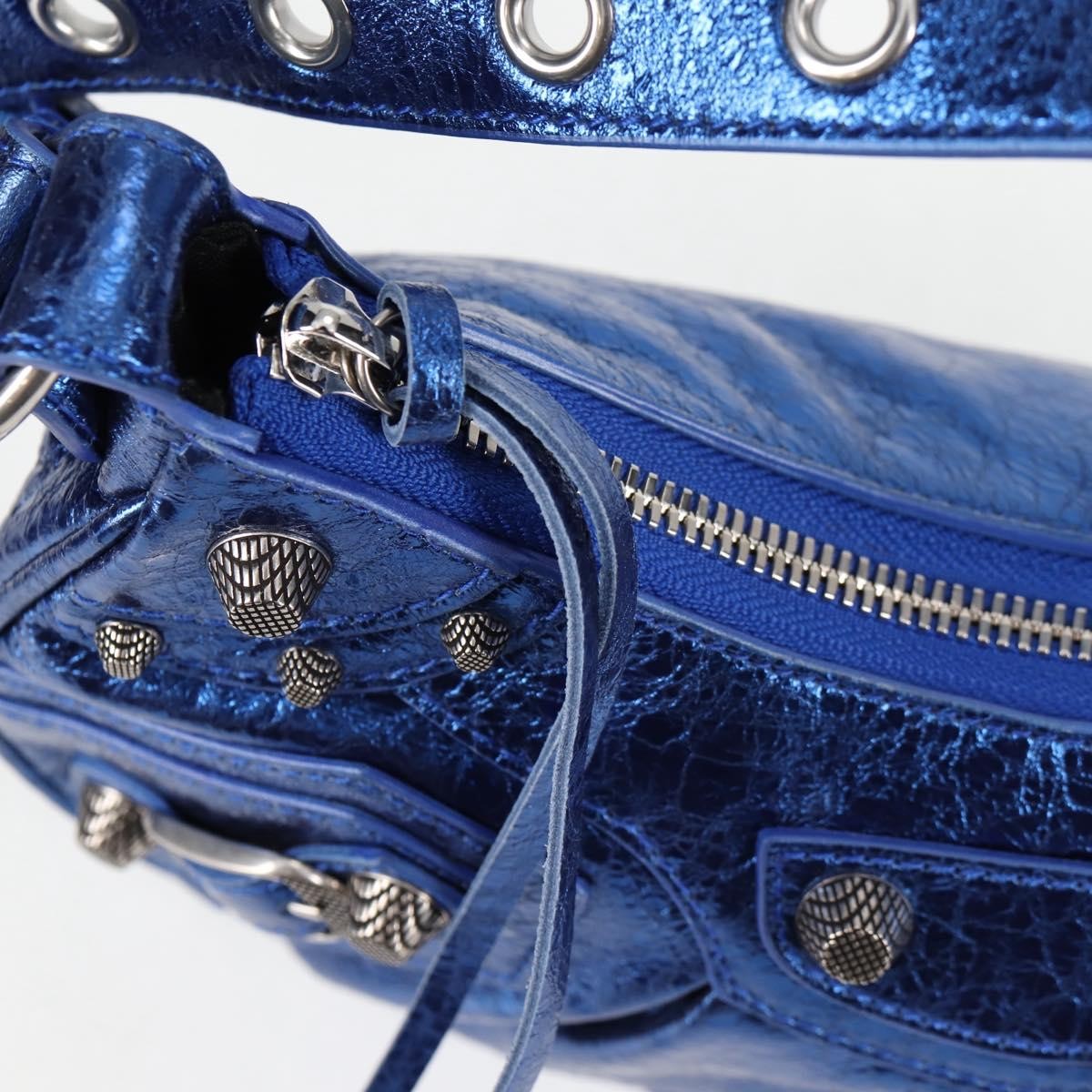 Balenciaga Le Cagole Giant Studs Shoulder Bag Leather, BLUE, LEATHER, Shoulder bag