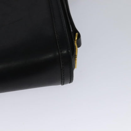 Gucci Vintage Flap Crossbody Bag Leather, BLACK, LEATHER, Shoulder bag