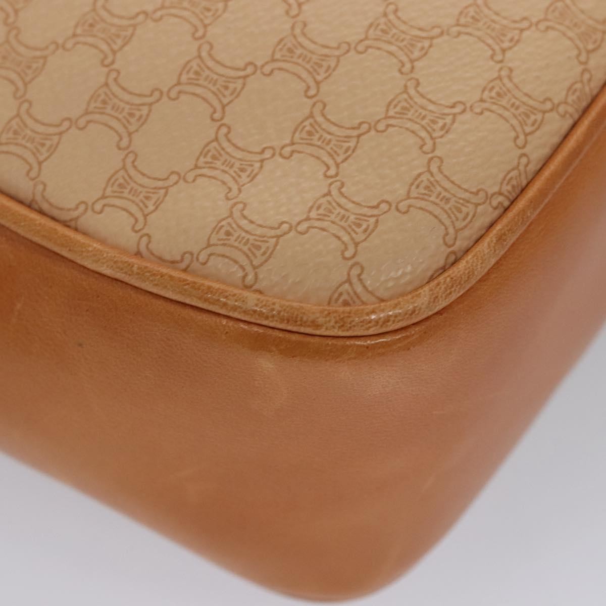 Celine Vintage Macadam Handbag Canvas and Leather, BEIGE, PVC, Handbag