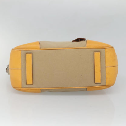 Prada Bauletto Bag Canvas with Leather, BEIGE, CANVAS, Handbag