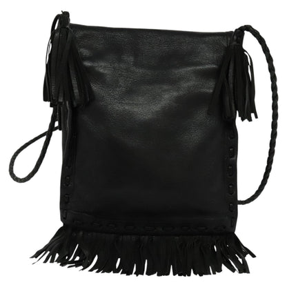 Prada Fringe Flap Crossbody Bag Leather, BLACK, LEATHER, Shoulder bag
