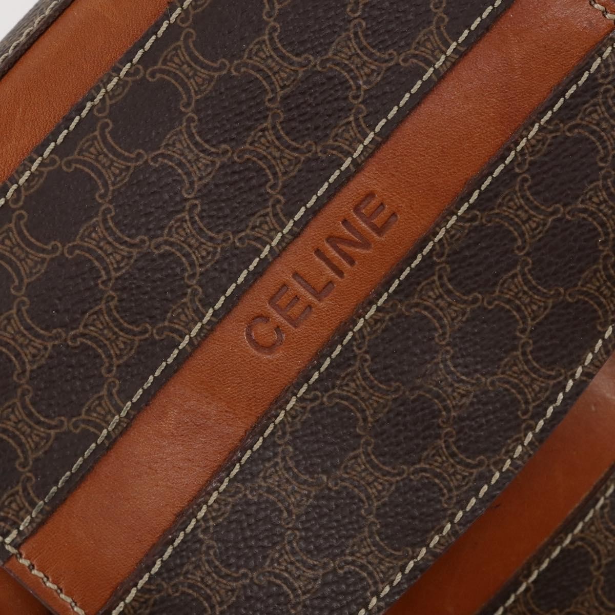 Celine Vintage Macadam Backpack Canvas and Leather, BROWN, CANVAS, Backpack