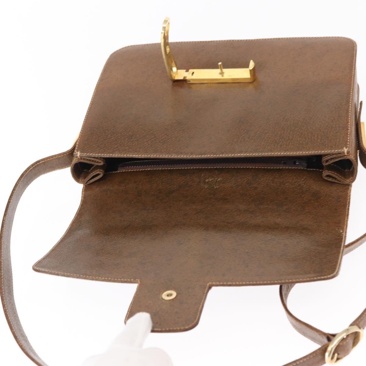Gucci Vintage Flap Shoulder Bag Leather, BROWN, LEATHER, Shoulder bag