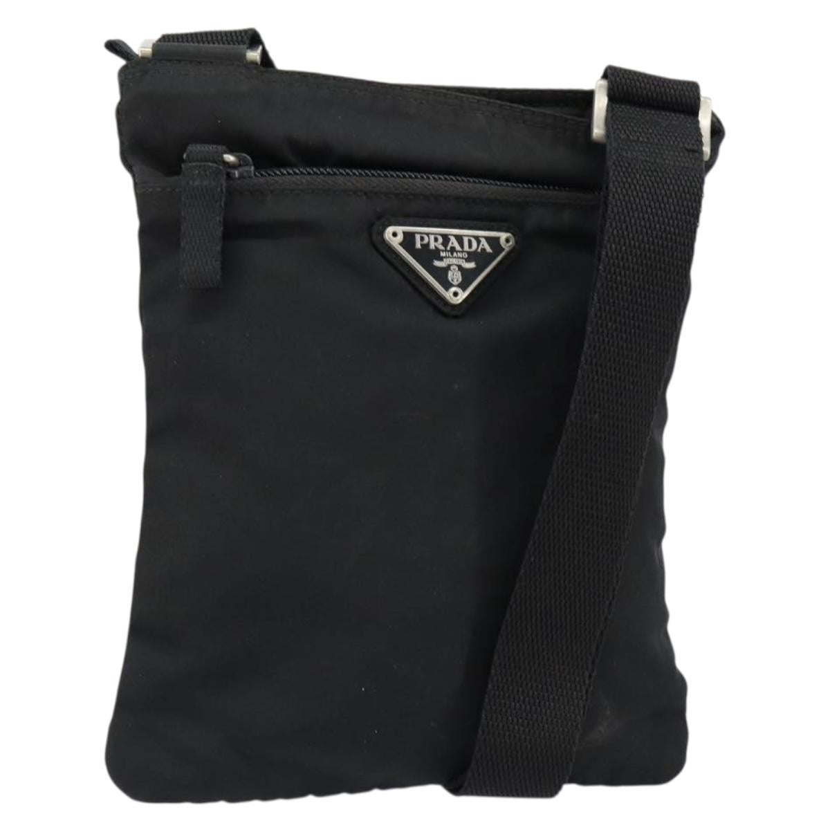 Prada Flat Messenger Bag Tessuto, BLACK, NYLON, Shoulder bag