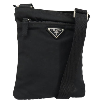 Prada Flat Messenger Bag Tessuto, BLACK, NYLON, Shoulder bag