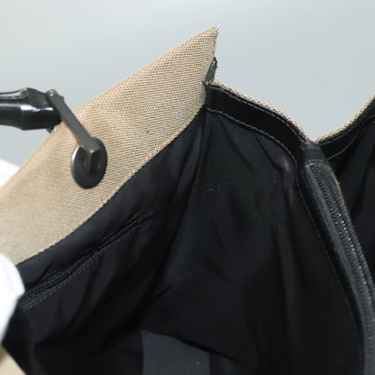 Gucci Vintage Bamboo Handle Tote Canvas, BEIGE, CANVAS, Tote bag