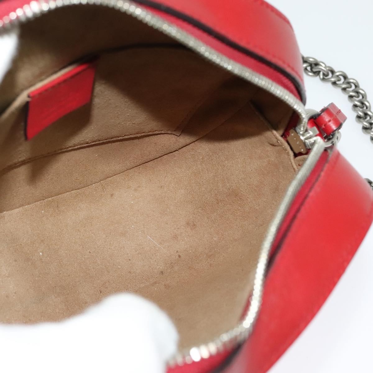 Gucci Chain Crossbody Bag Arabesque GG Coated Canvas with Leather, RED, LEATHER, Shoulder bag