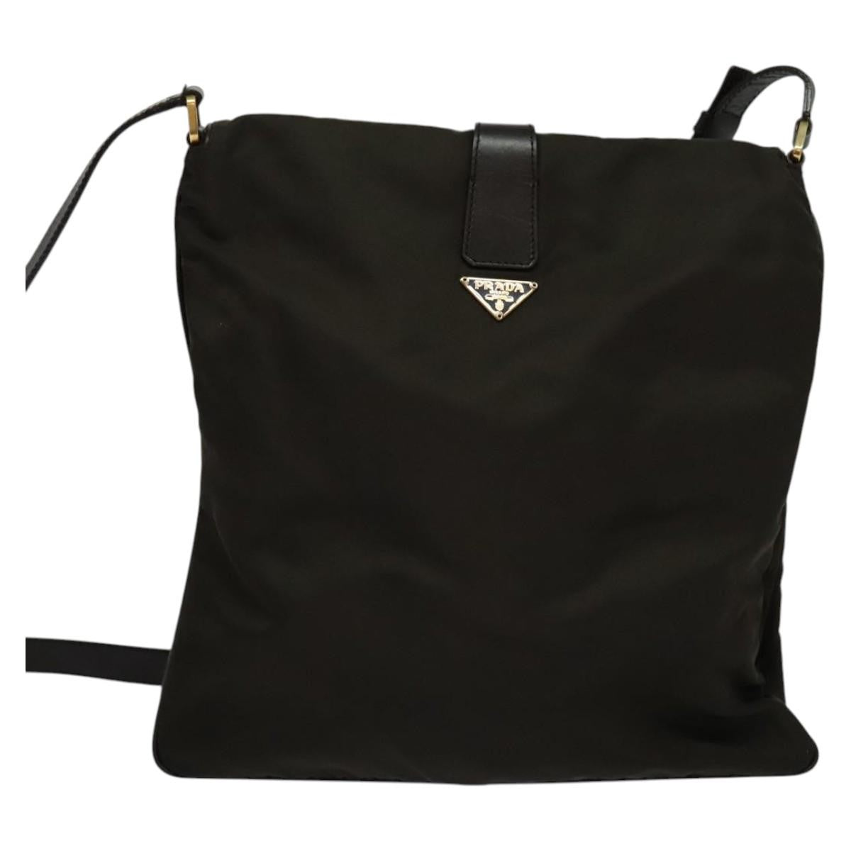 Prada Vintage Flap Messenger Bag Tessuto, Khaki, Nylon, Shoulder Bag