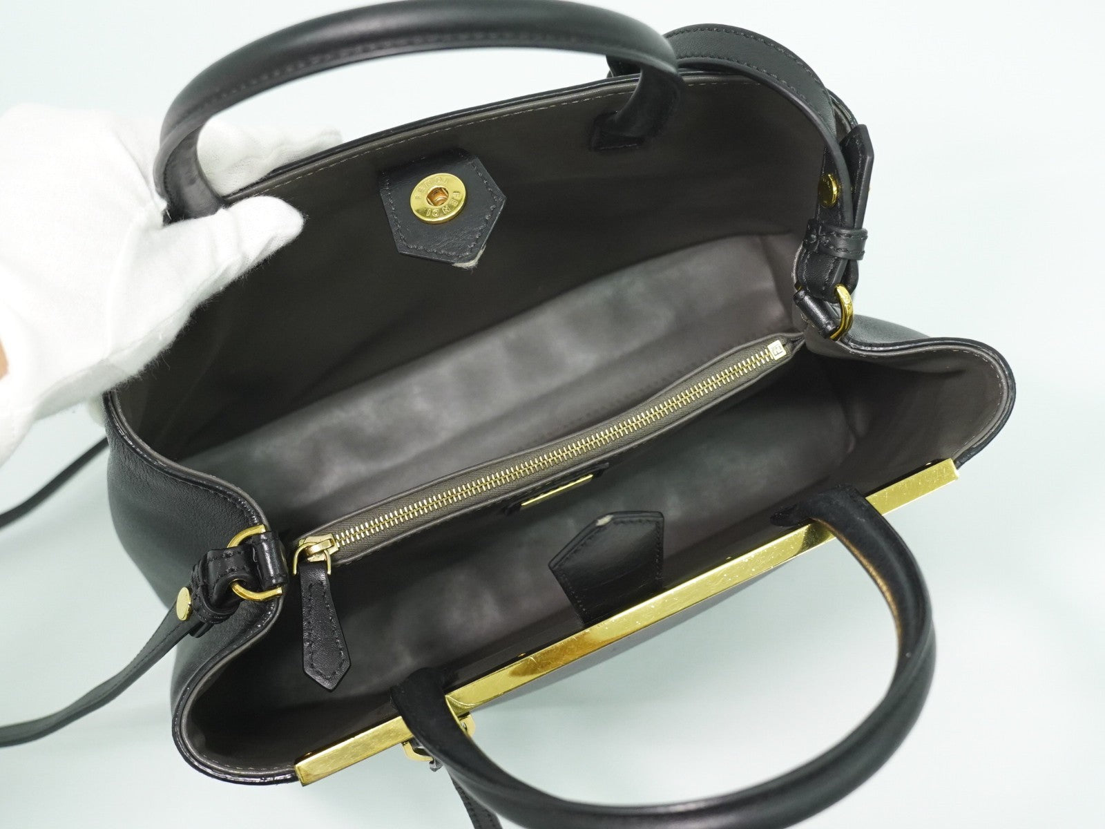 Fendi 2Jours Bag Leather, BLACK, LEATHER, Handbag