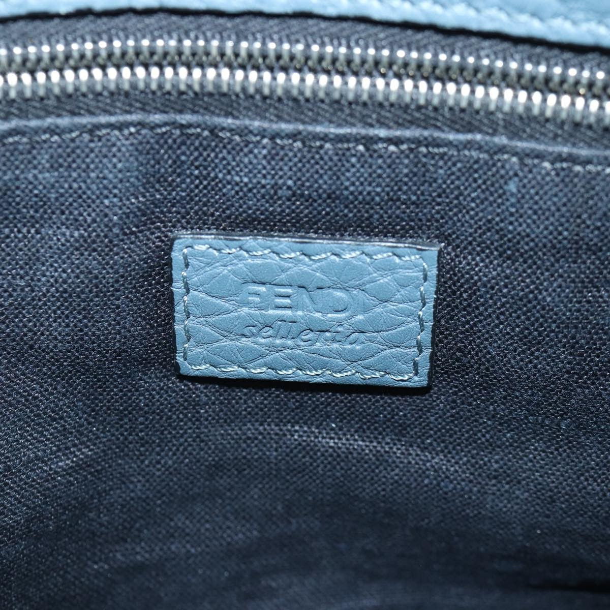 Fendi Selleria Zip Clutch Leather, BLUE, LEATHER, Clutche & pouche