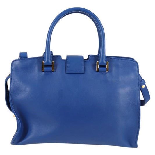 Saint Laurent Monogram Cabas Leather, BLUE, LEATHER, Handbag