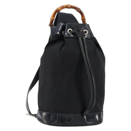 Gucci Vintage Bamboo Sling Backpack Nylon, BLACK, NYLON, Shoulder bag