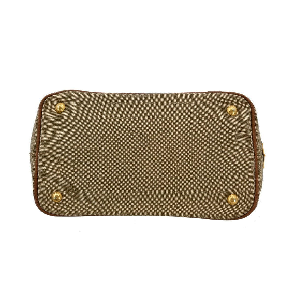 Prada Logo Convertible Tote Canvas with Leather, BEIGE, CANVAS, Tote bag