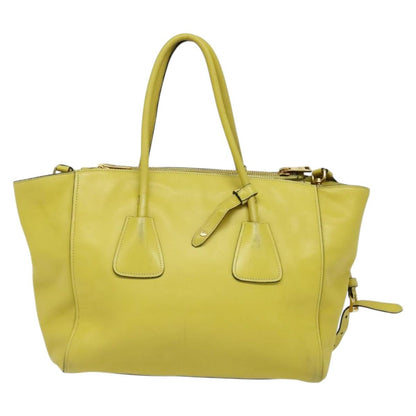 Prada Concept Double Zip Tote Calfskin, YELLOW, LEATHER, Tote bag