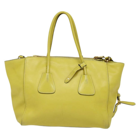 Prada Concept Double Zip Tote Calfskin, YELLOW, LEATHER, Tote bag