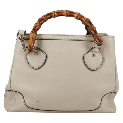 Gucci Diana Bamboo Top Handle Tote Leather, WHITE, LEATHER, Tote bag