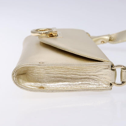 Salvatore Ferragamo Gancini Shoulder Bag Leather, GOLD, LEATHER, Shoulder bag
