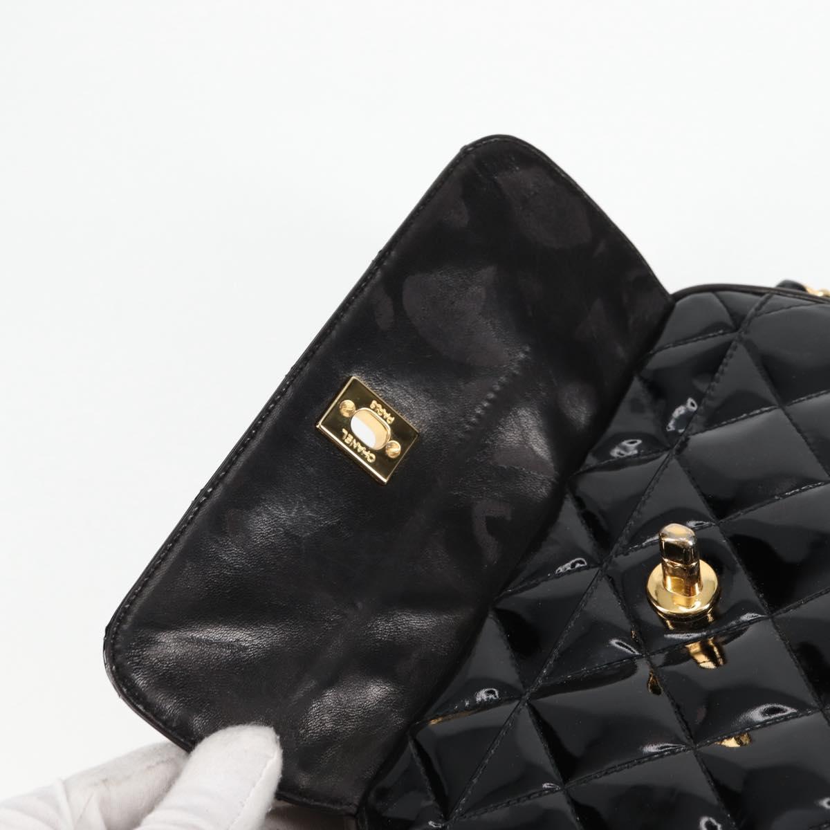 Chanel Vintage Square Front Pocket Camera Bag Quilted Patent, BLACK, PATENT_LEATHER, Crossbody bag