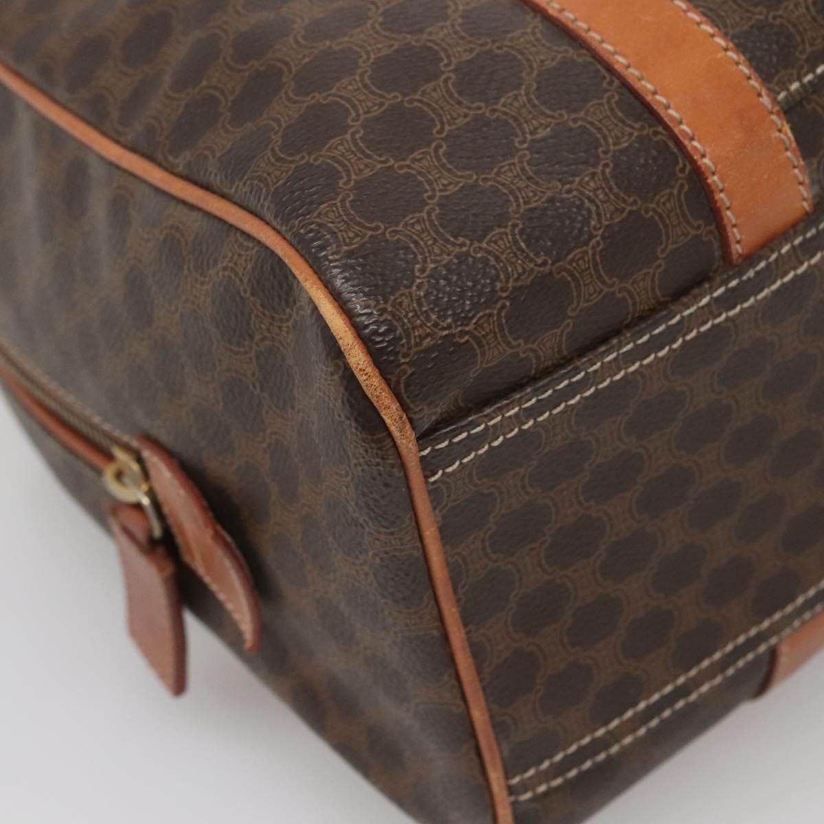 Celine Macadam Handbag Macadam with leather, BROWN, CANVAS, Handbag