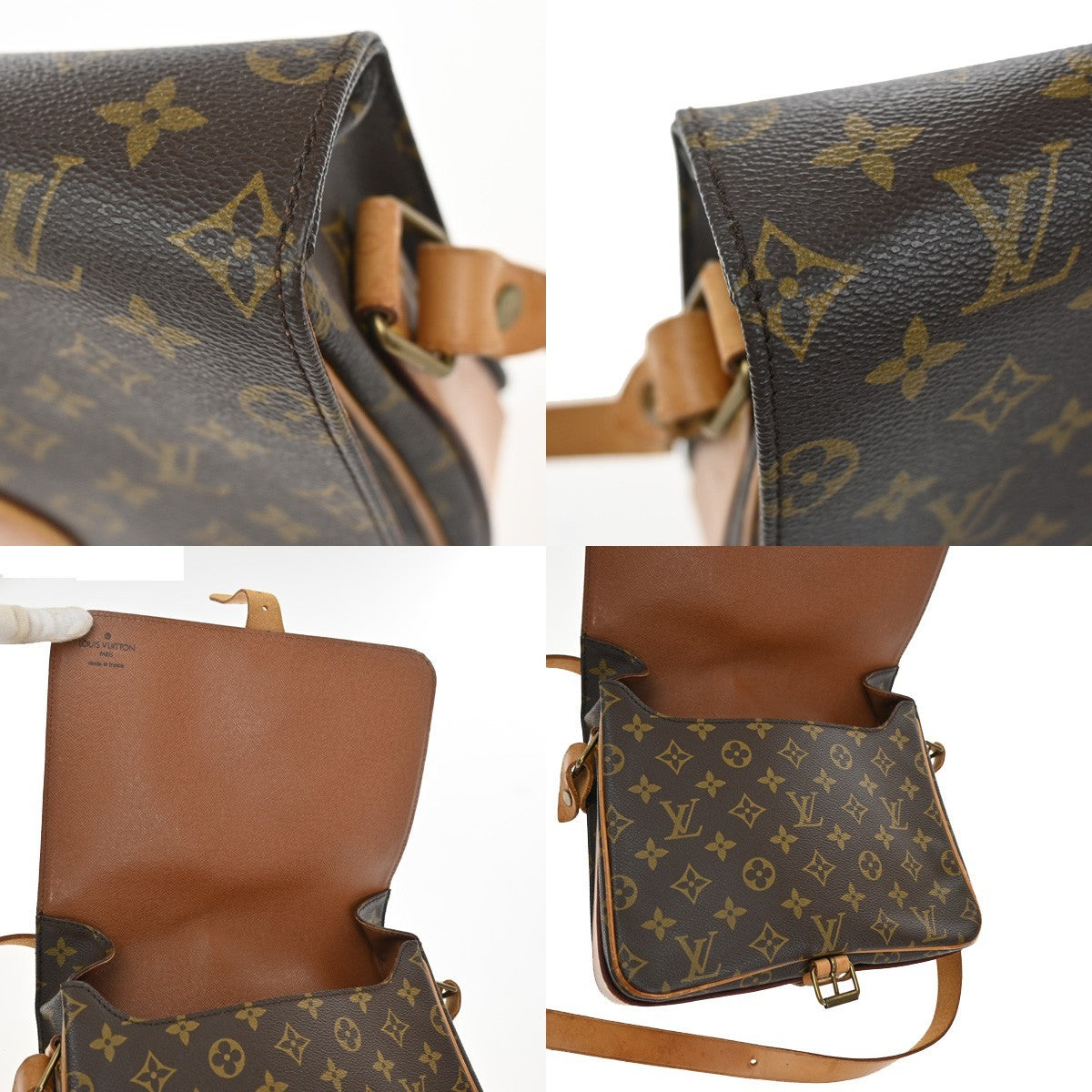 Louis Vuitton Cartouchiere Handbag Monogram Canvas, BROWN, LEATHER, Shoulder bag