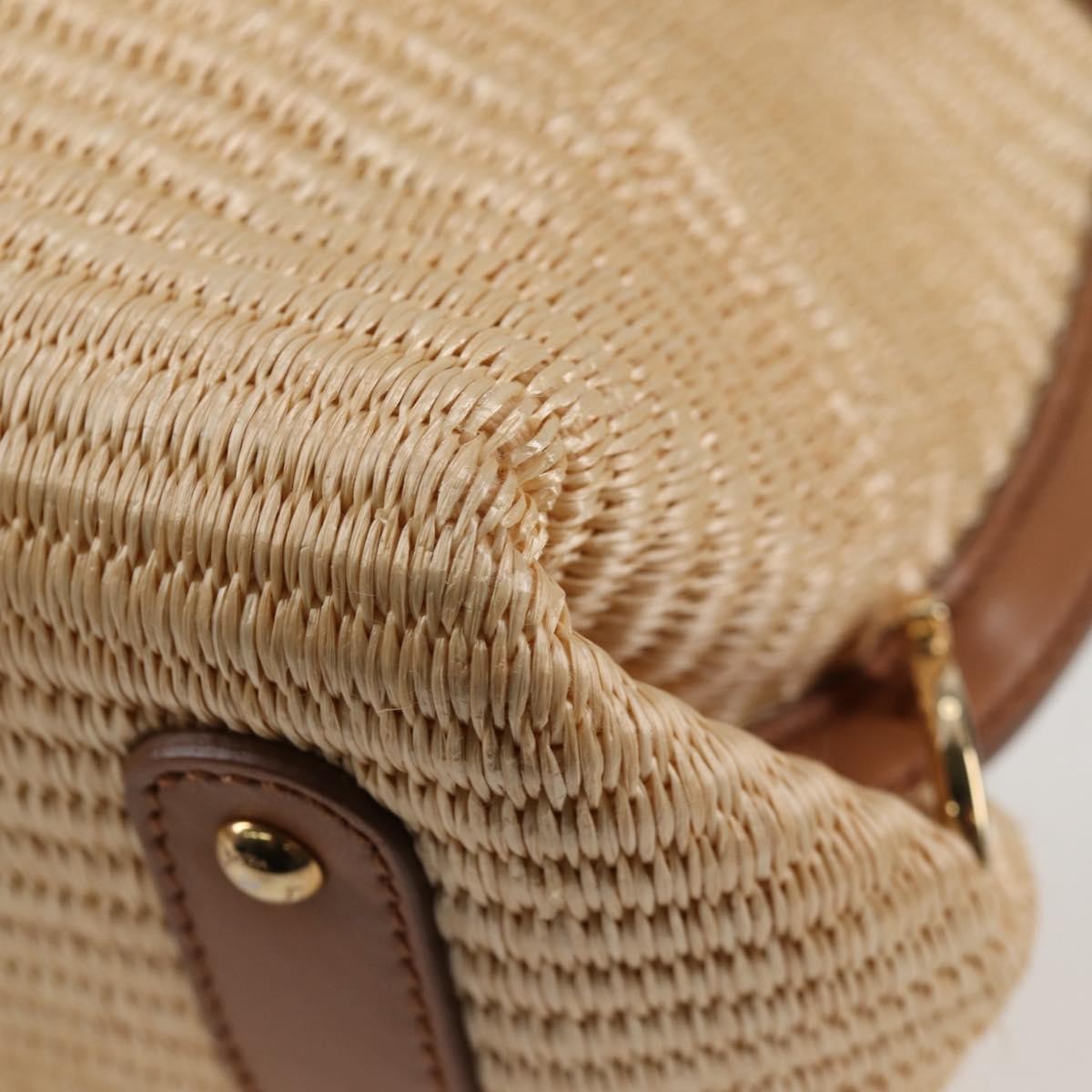 Salvatore Ferragamo Sofia Satchel Raffia with Leather, BEIGE, WOOD, Handbag