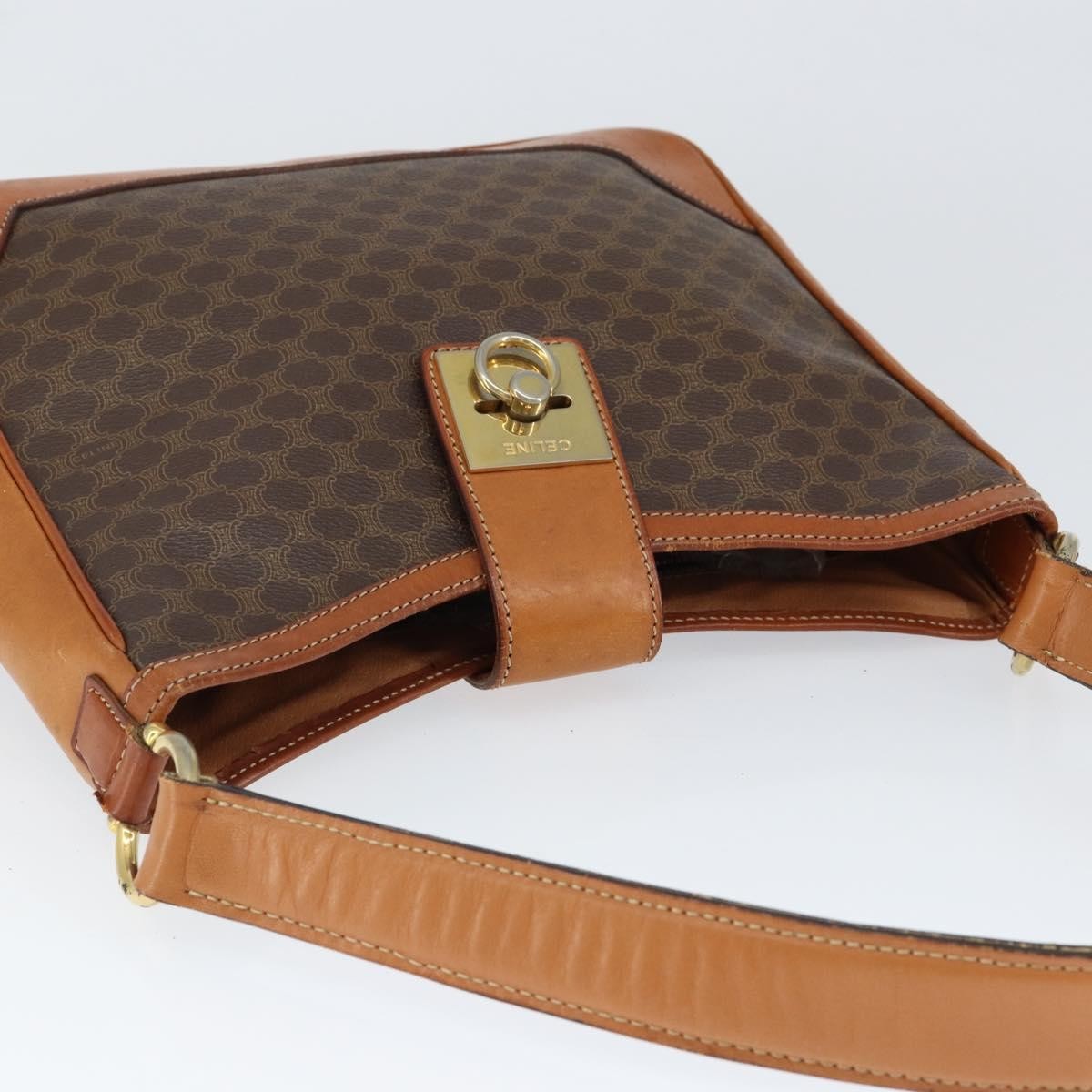 Celine Vintage Macadam Shoulder Bag Canvas and Leather, BROWN, CANVAS, Shoulder bag