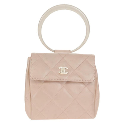 Chanel Ring Flap Bag Quilted Leather, PINK, LEATHER, Clutche & pouche