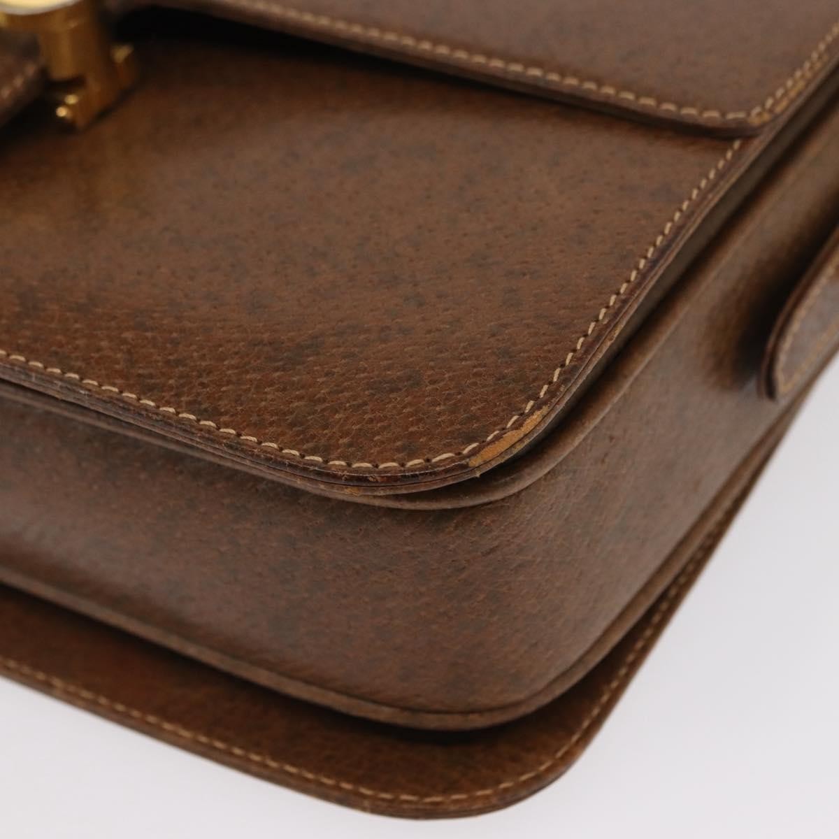 Gucci Vintage Flap Shoulder Bag Leather, BROWN, LEATHER, Shoulder bag