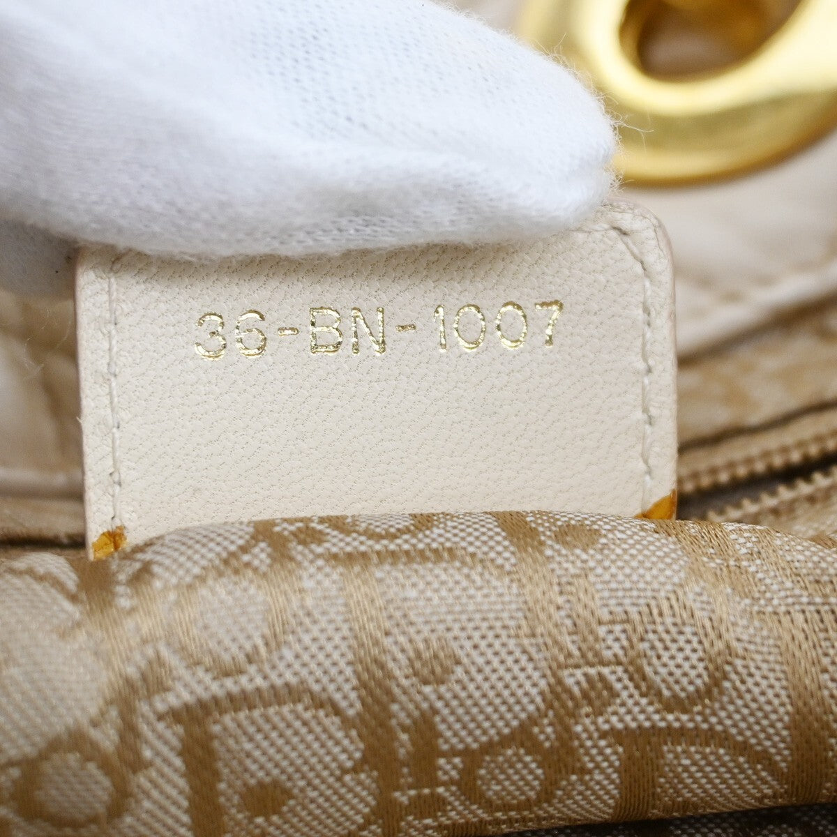 Christian Dior Lady Cannage Tote Leather, BEIGE, LEATHER, Tote bag