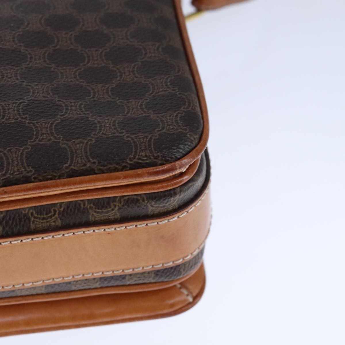 Celine Macadam Shoulder Bag PVC Leather, BROWN, CANVAS, Shoulder bag