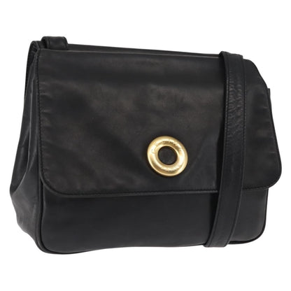 Celine Circle logo Leather, BLACK, LEATHER, Shoulder bag