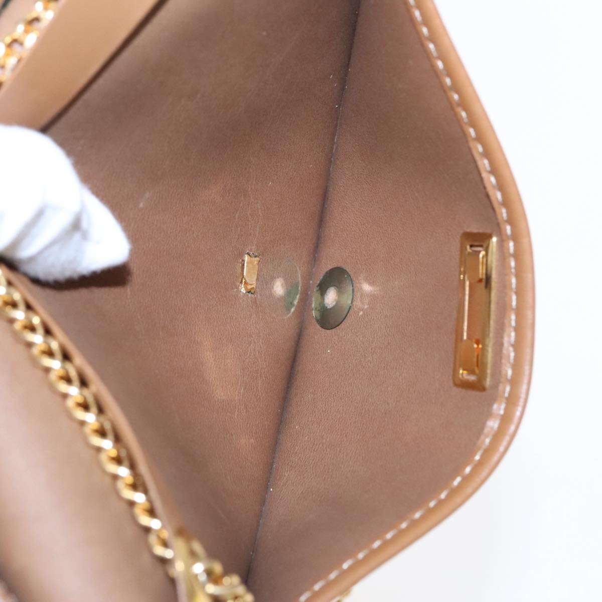 Christian Dior Vintage Honeycomb chain Canvas, KHAKI, CANVAS, Shoulder bag